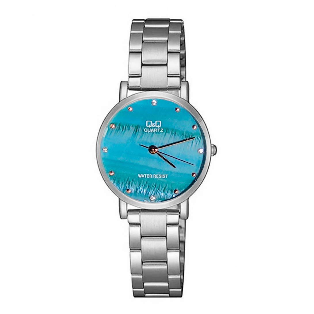 Reloj Q&q Qyq Elegante Glamour Acero + Estuche Dama